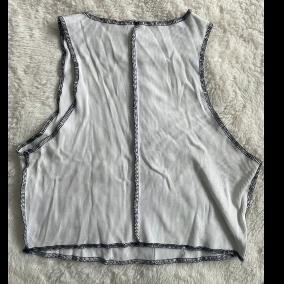 Garage White Crop Tank with Black Trim - Picture 3 of 5